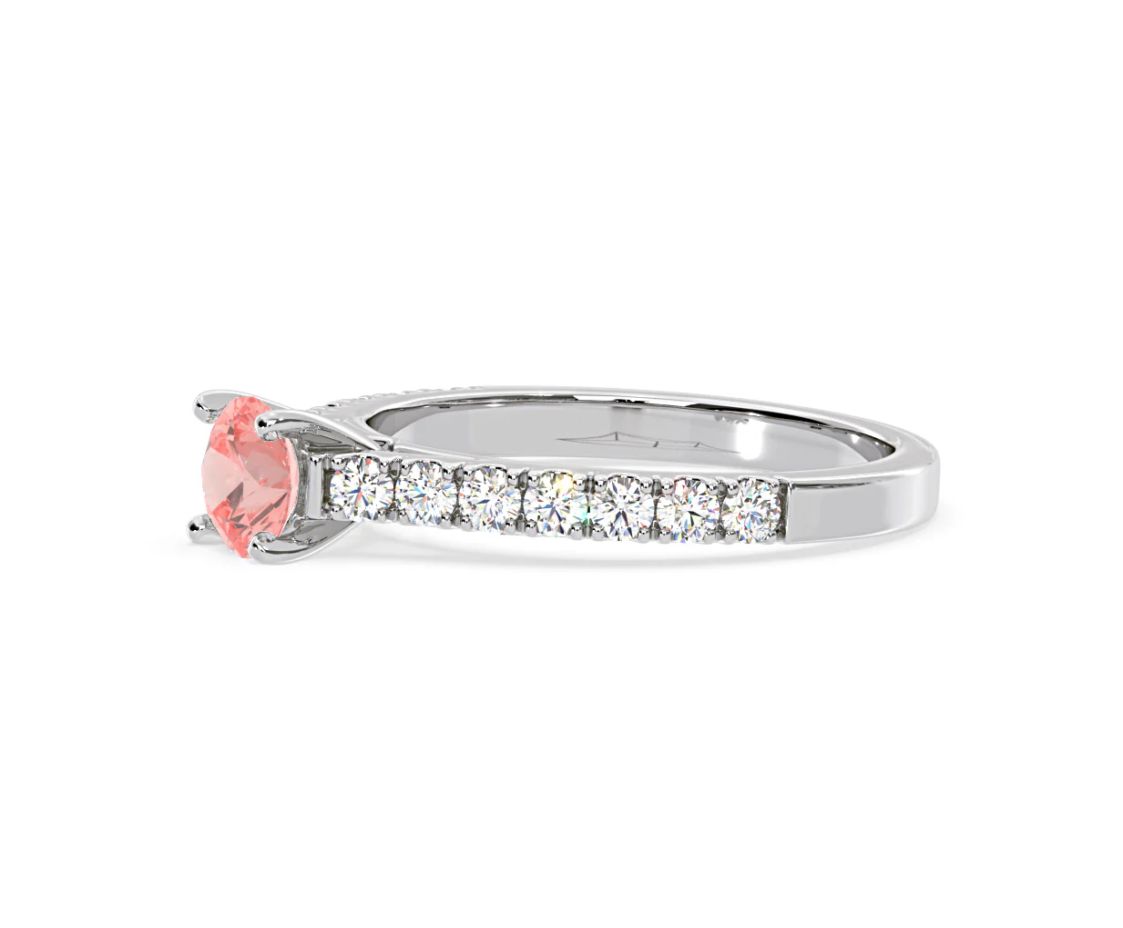 Natalia Pink Lab Diamond 0.91ct Side Stone Ring in 18K White Gold - Elara Collection - Image 20