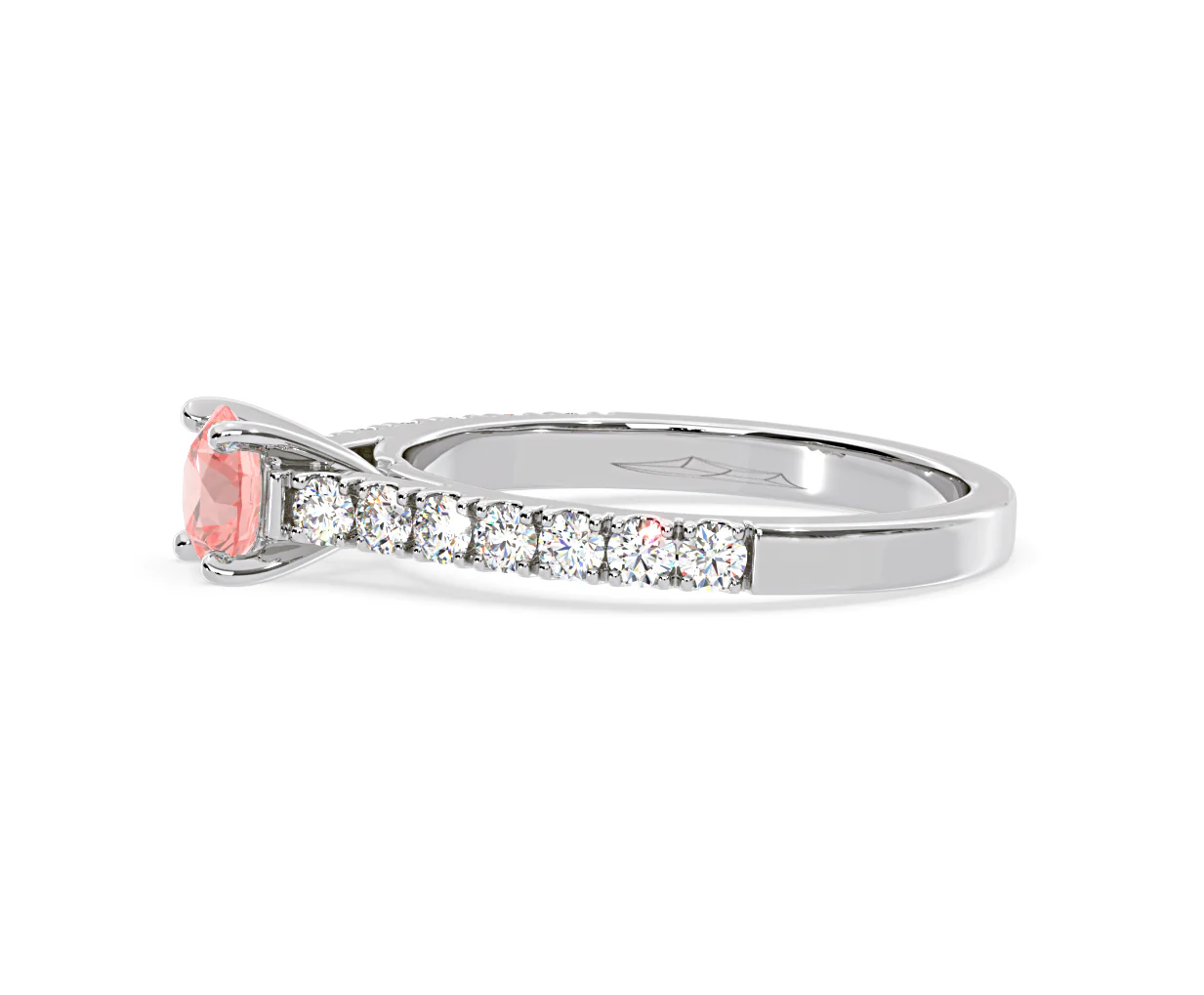 Natalia Pink Lab Diamond 0.91ct Side Stone Ring in 18K White Gold - Elara Collection - Image 24