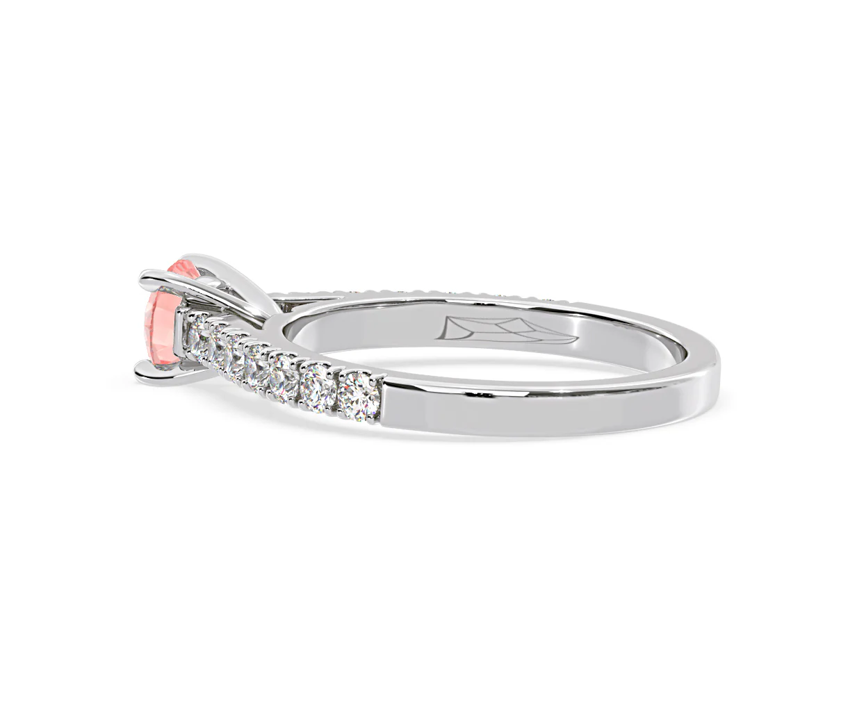 Natalia Pink Lab Diamond 0.91ct Side Stone Ring in 18K White Gold - Elara Collection - Image 32