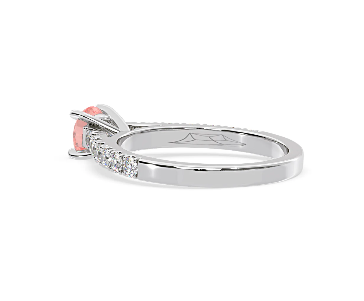 Natalia Pink Lab Diamond 0.91ct Side Stone Ring in 18K White Gold - Elara Collection - Image 35