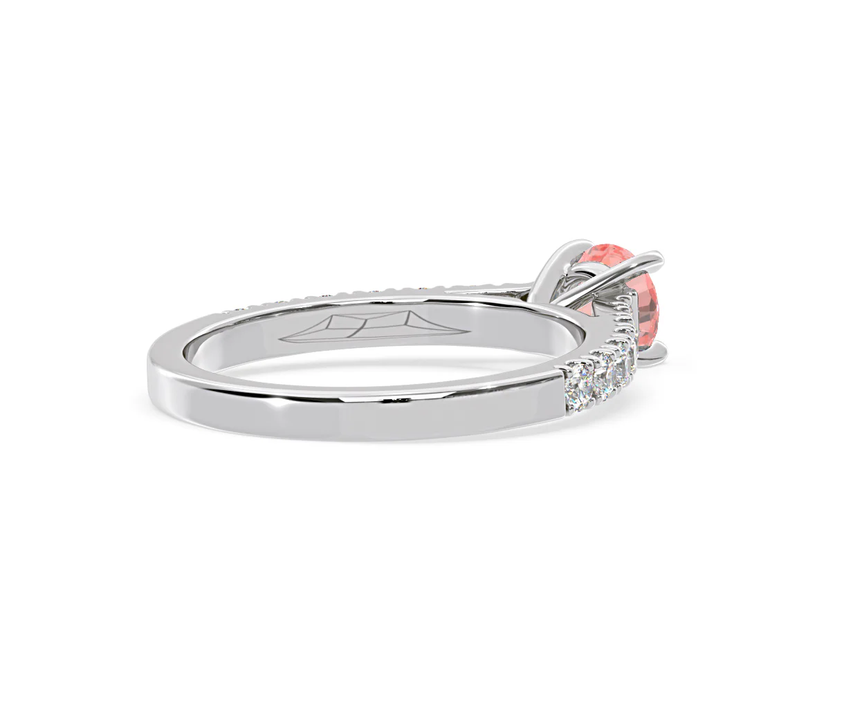 Natalia Pink Lab Diamond 0.91ct Side Stone Ring in 18K White Gold - Elara Collection - Image 56