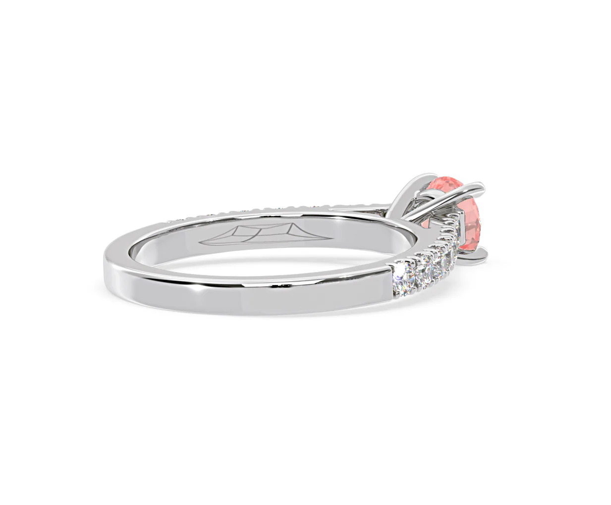 Natalia Pink Lab Diamond 0.91ct Side Stone Ring in 18K White Gold - Elara Collection - Image 57