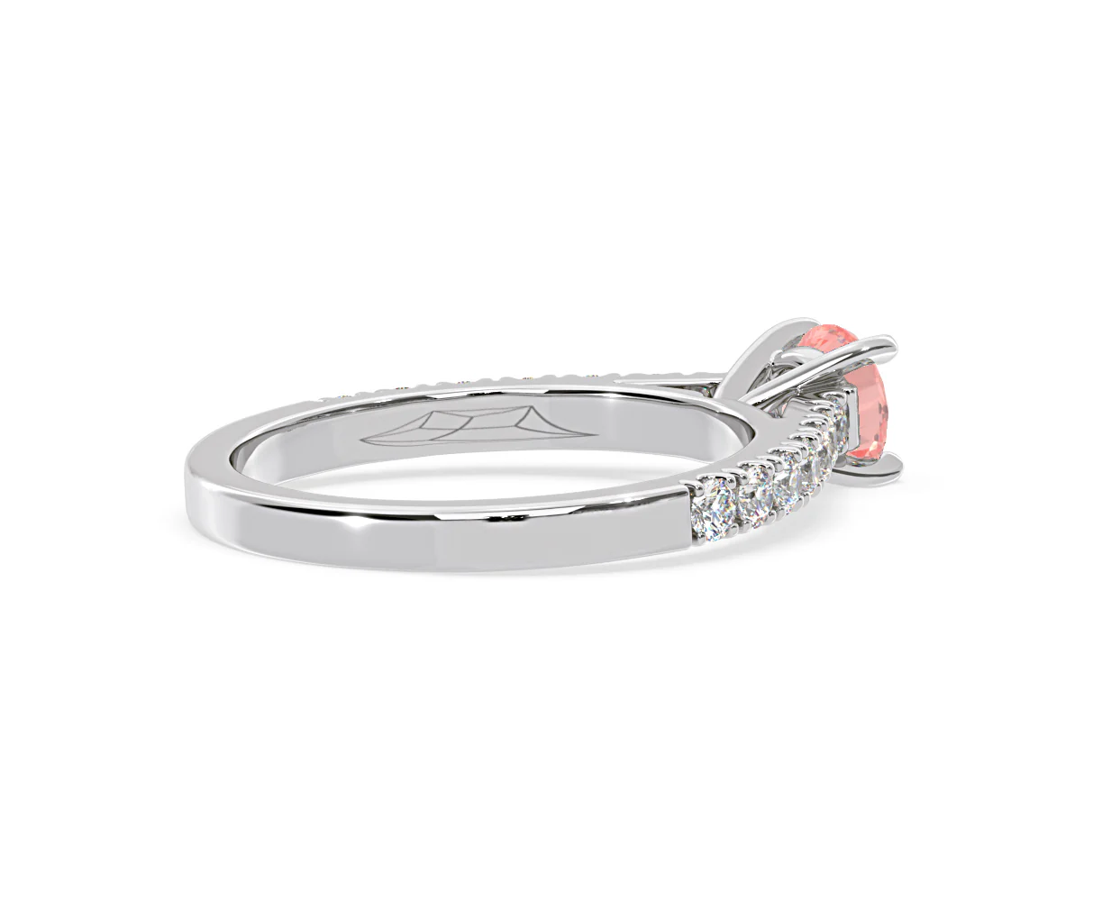 Natalia Pink Lab Diamond 0.91ct Side Stone Ring in 18K White Gold - Elara Collection - Image 58