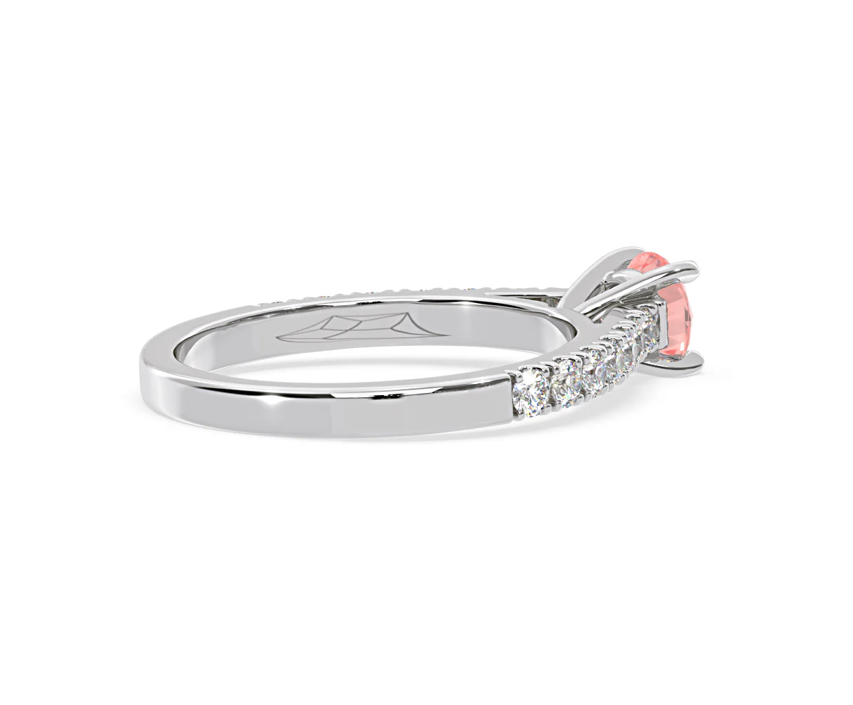 Natalia Pink Lab Diamond 0.91ct Side Stone Ring in 18K White Gold - Elara Collection - Image 59