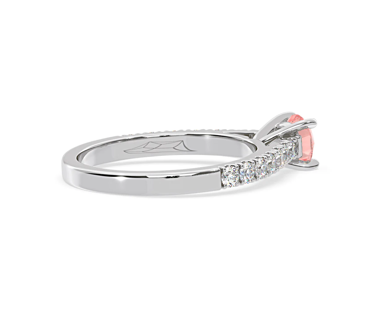 Natalia Pink Lab Diamond 0.91ct Side Stone Ring in 18K White Gold - Elara Collection - Image 60