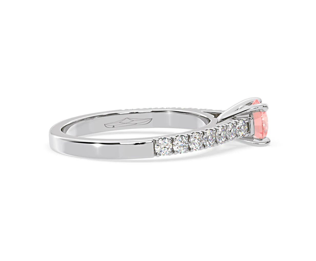 Natalia Pink Lab Diamond 0.91ct Side Stone Ring in 18K White Gold - Elara Collection - Image 64