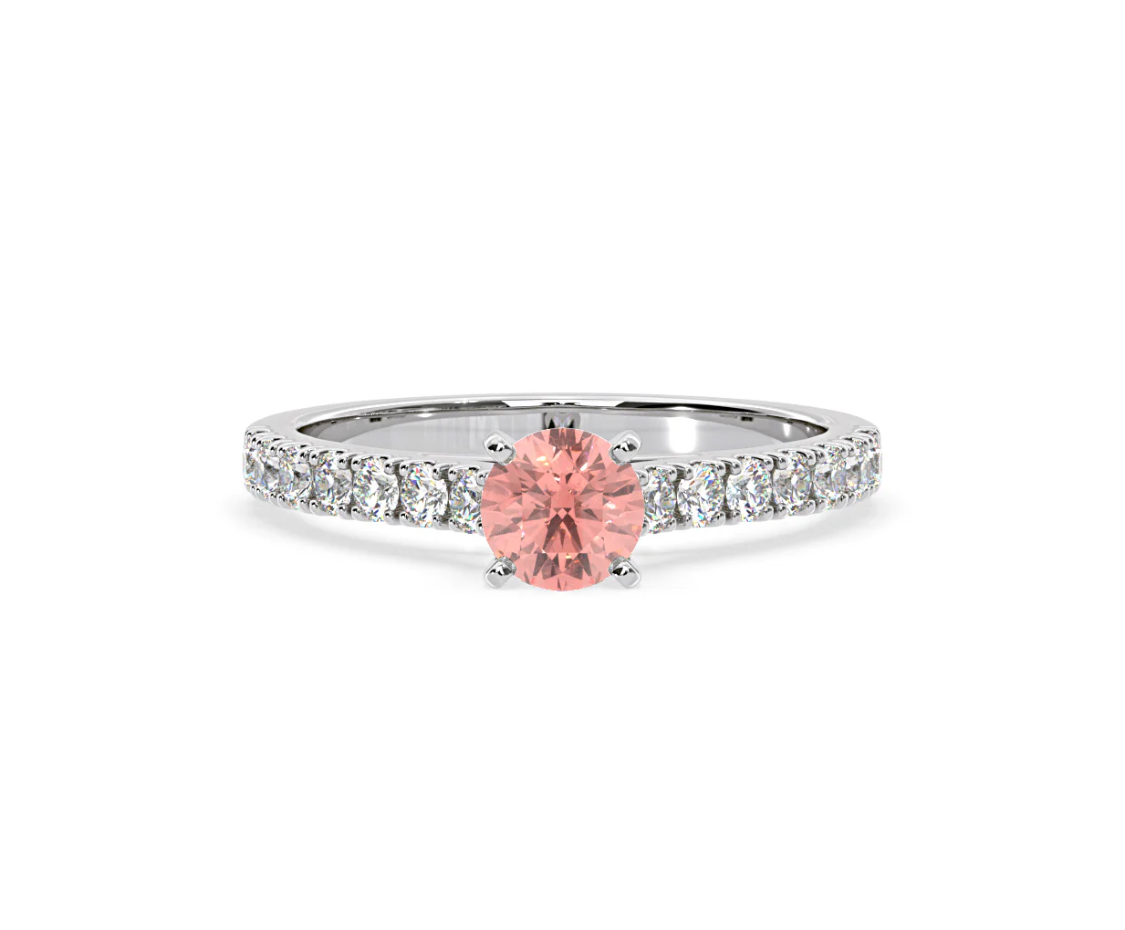Natalia Pink Lab Diamond 0.91ct Side Stone Ring in 18K White Gold - Elara Collection - Image 7