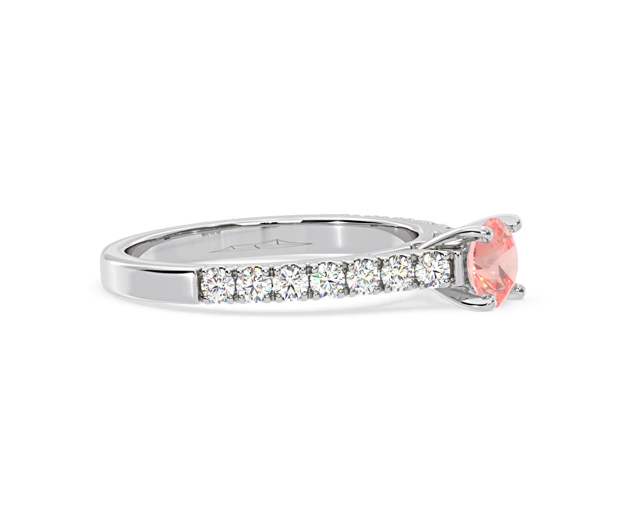 Natalia Pink Lab Diamond 0.91ct Side Stone Ring in 18K White Gold - Elara Collection - Image 72