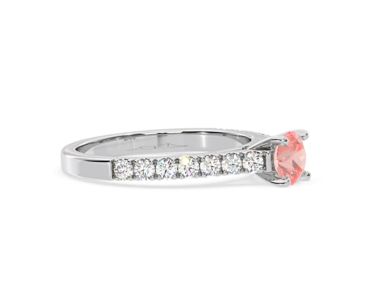 Natalia Pink Lab Diamond 0.91ct Side Stone Ring in 18K White Gold - Elara Collection - Image 73