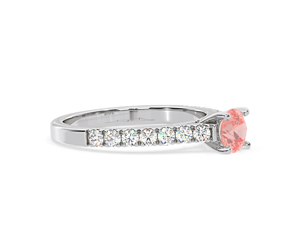 Natalia Pink Lab Diamond 0.91ct Side Stone Ring in 18K White Gold - Elara Collection - Image 74