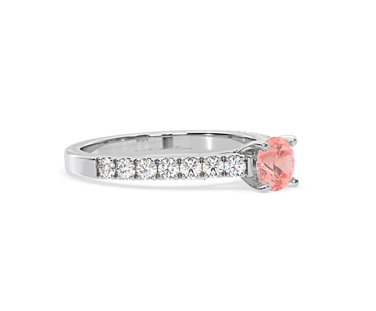 Natalia Pink Lab Diamond 0.91ct Side Stone Ring in 18K White Gold - Elara Collection - Image 76