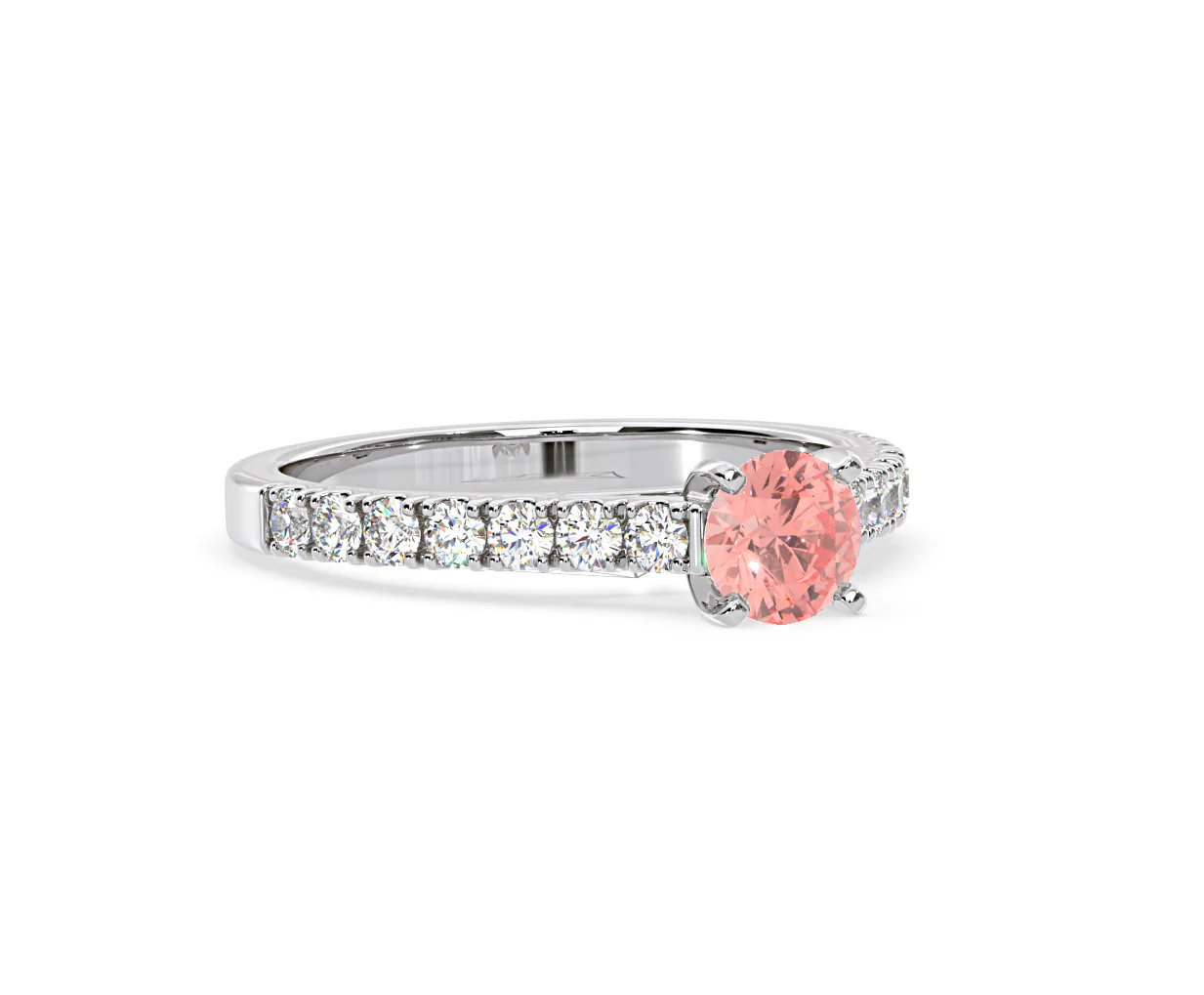 Natalia Pink Lab Diamond 0.91ct Side Stone Ring in 18K White Gold - Elara Collection - Image 80