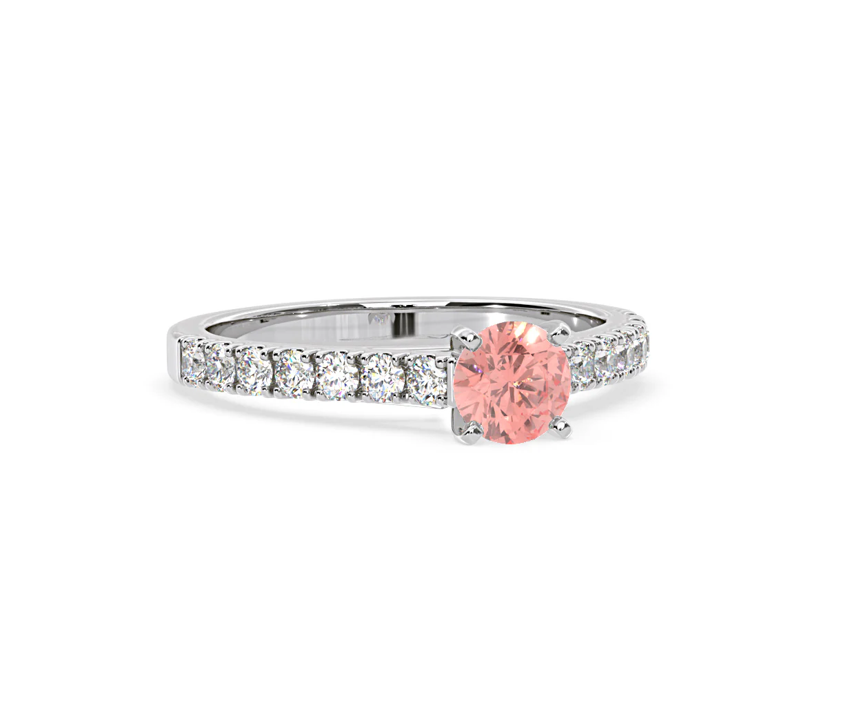 Natalia Pink Lab Diamond 0.91ct Side Stone Ring in 18K White Gold - Elara Collection - Image 82