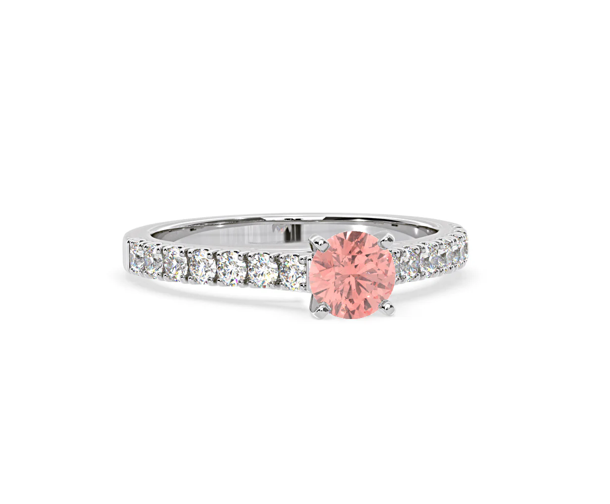 Natalia Pink Lab Diamond 0.91ct Side Stone Ring in 18K White Gold - Elara Collection - Image 83