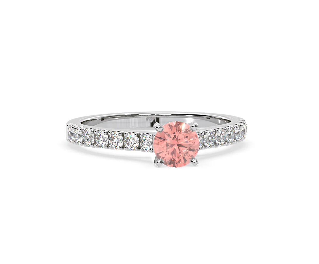 Natalia Pink Lab Diamond 0.91ct Side Stone Ring in 18K White Gold - Elara Collection - Image 84