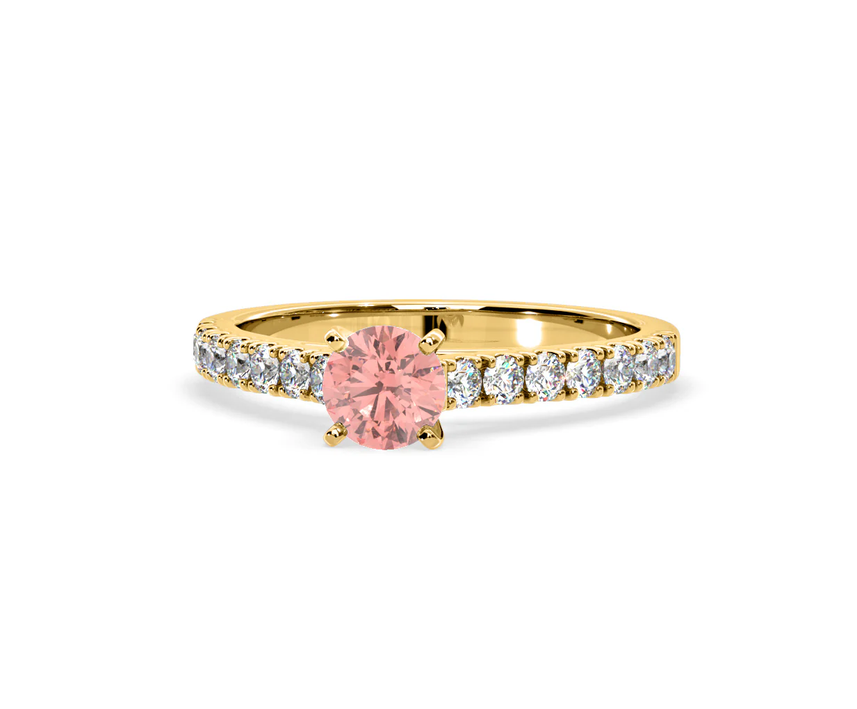Natalia Pink Lab Diamond 0.91ct Side Stone Ring in 18K Yellow Gold - Elara Collection - Image 10