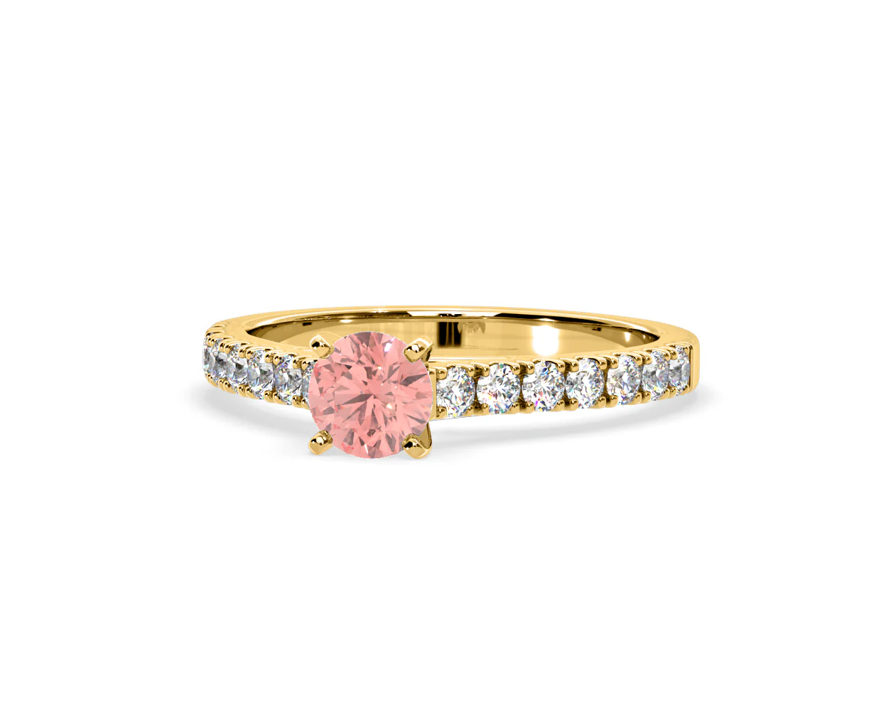 Natalia Pink Lab Diamond 0.91ct Side Stone Ring in 18K Yellow Gold - Elara Collection - Image 11