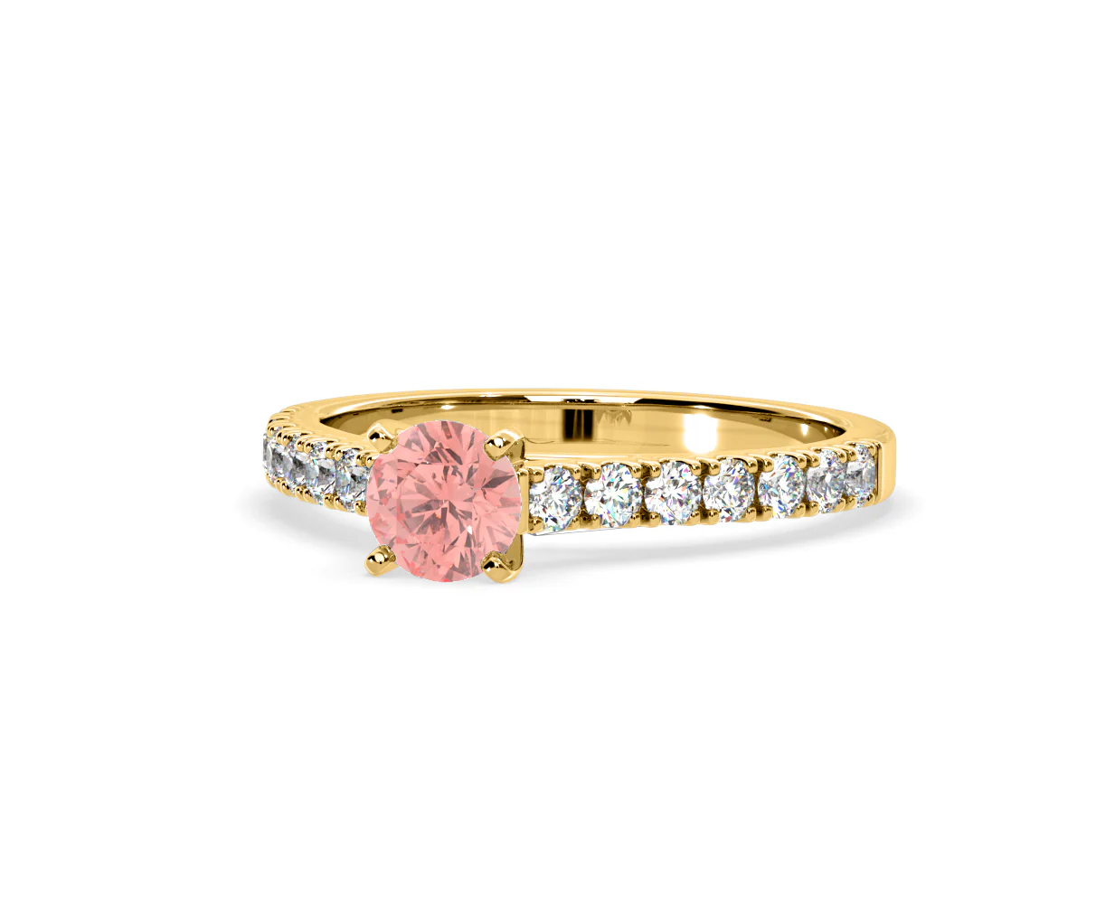 Natalia Pink Lab Diamond 0.91ct Side Stone Ring in 18K Yellow Gold - Elara Collection - Image 12