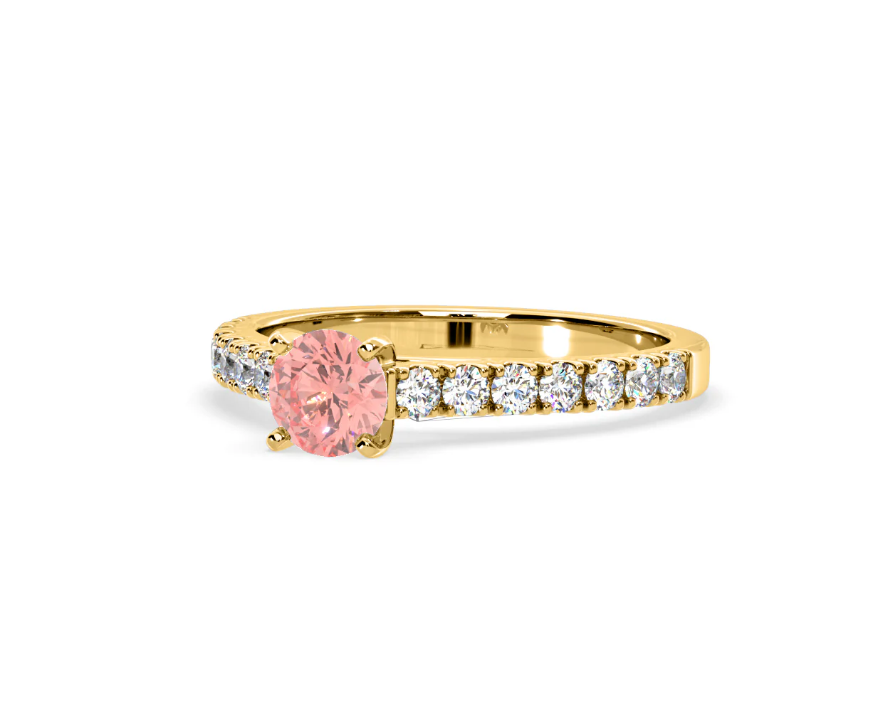 Natalia Pink Lab Diamond 0.91ct Side Stone Ring in 18K Yellow Gold - Elara Collection - Image 13