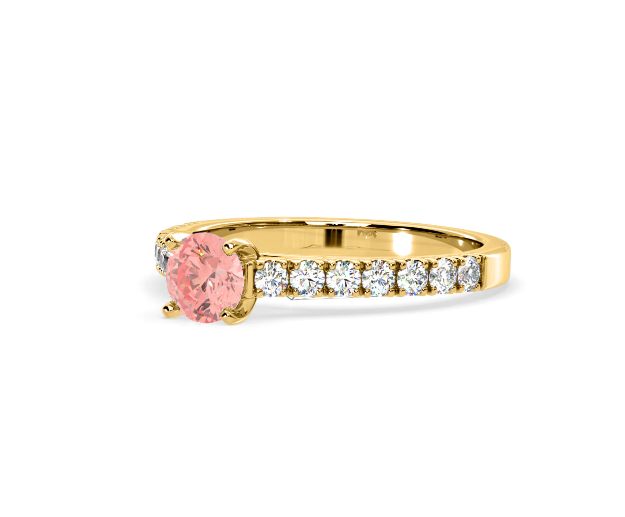 Natalia Pink Lab Diamond 0.91ct Side Stone Ring in 18K Yellow Gold - Elara Collection - Image 15