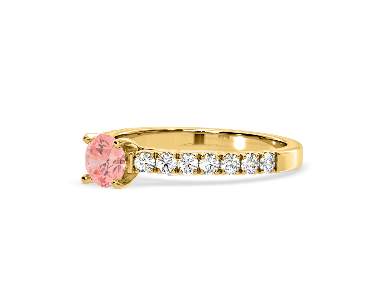 Natalia Pink Lab Diamond 0.91ct Side Stone Ring in 18K Yellow Gold - Elara Collection - Image 17