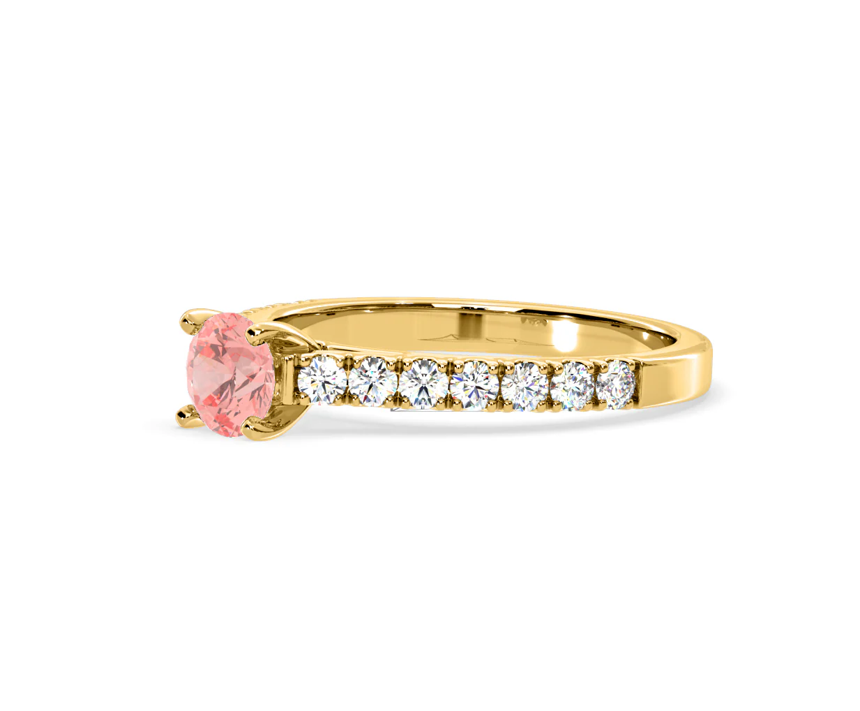Natalia Pink Lab Diamond 0.91ct Side Stone Ring in 18K Yellow Gold - Elara Collection - Image 18