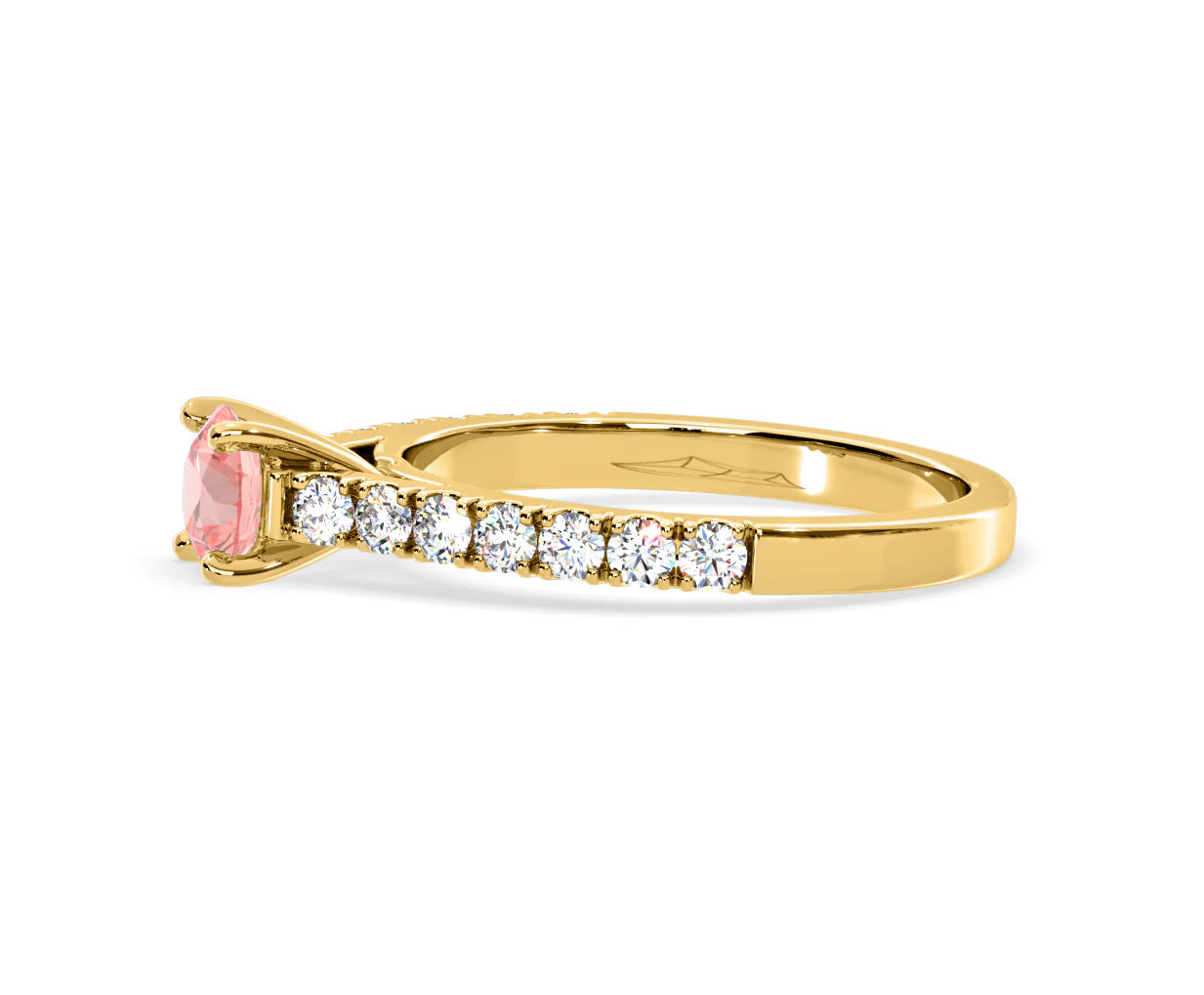 Natalia Pink Lab Diamond 0.91ct Side Stone Ring in 18K Yellow Gold - Elara Collection - Image 25