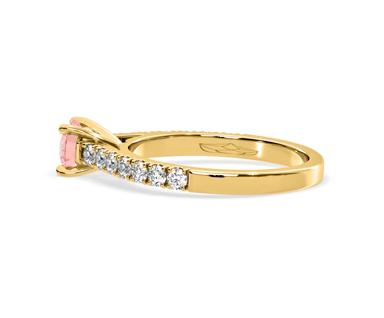 Natalia Pink Lab Diamond 0.91ct Side Stone Ring in 18K Yellow Gold - Elara Collection - Image 31