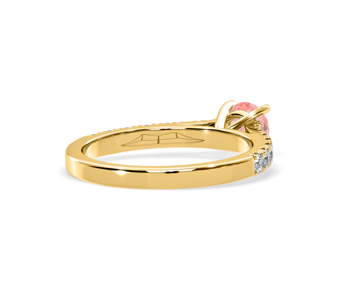 Natalia Pink Lab Diamond 0.91ct Side Stone Ring in 18K Yellow Gold - Elara Collection - Image 55
