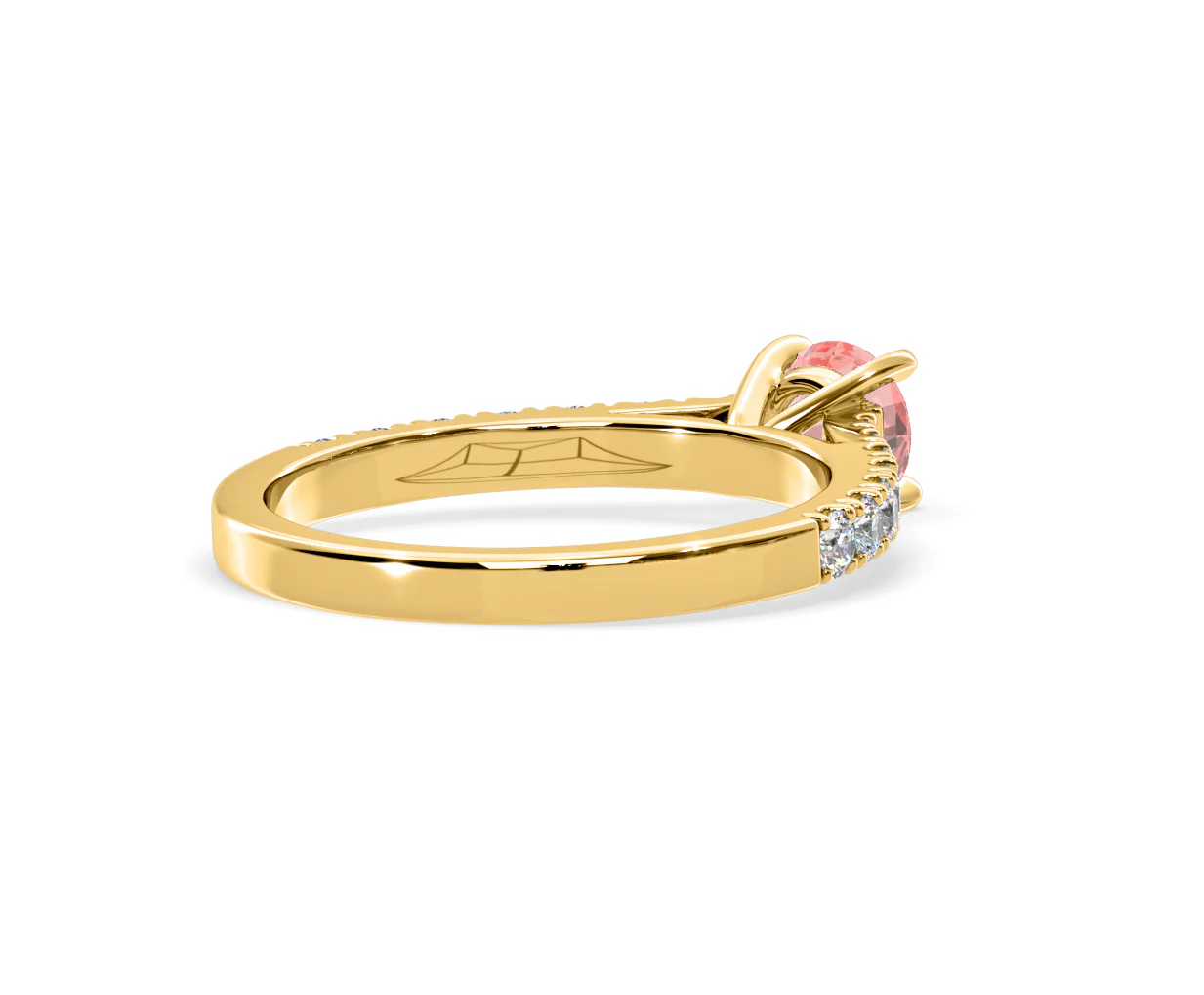 Natalia Pink Lab Diamond 0.91ct Side Stone Ring in 18K Yellow Gold - Elara Collection - Image 56