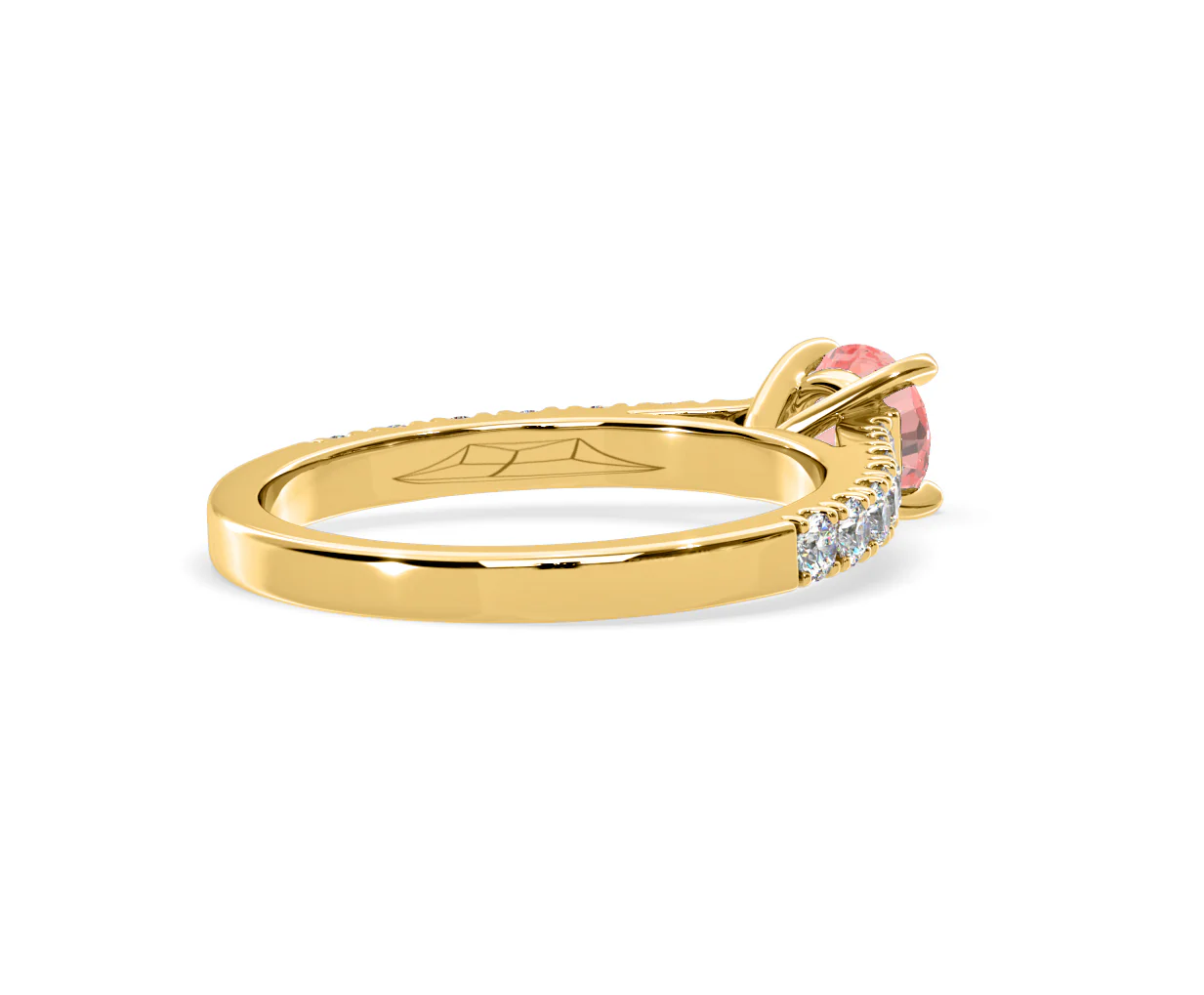 Natalia Pink Lab Diamond 0.91ct Side Stone Ring in 18K Yellow Gold - Elara Collection - Image 57