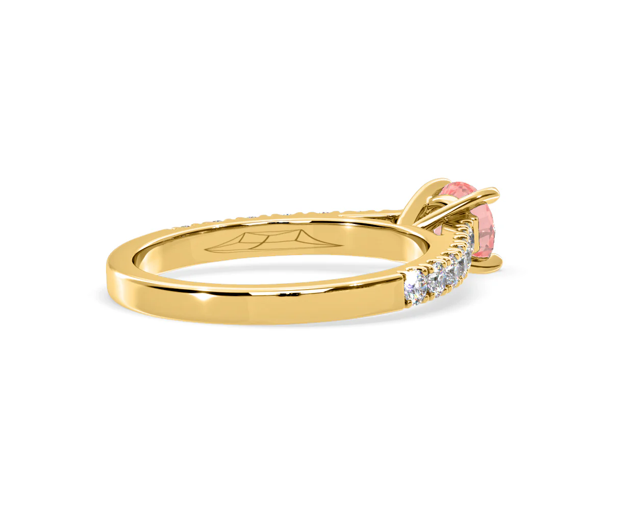 Natalia Pink Lab Diamond 0.91ct Side Stone Ring in 18K Yellow Gold - Elara Collection - Image 58