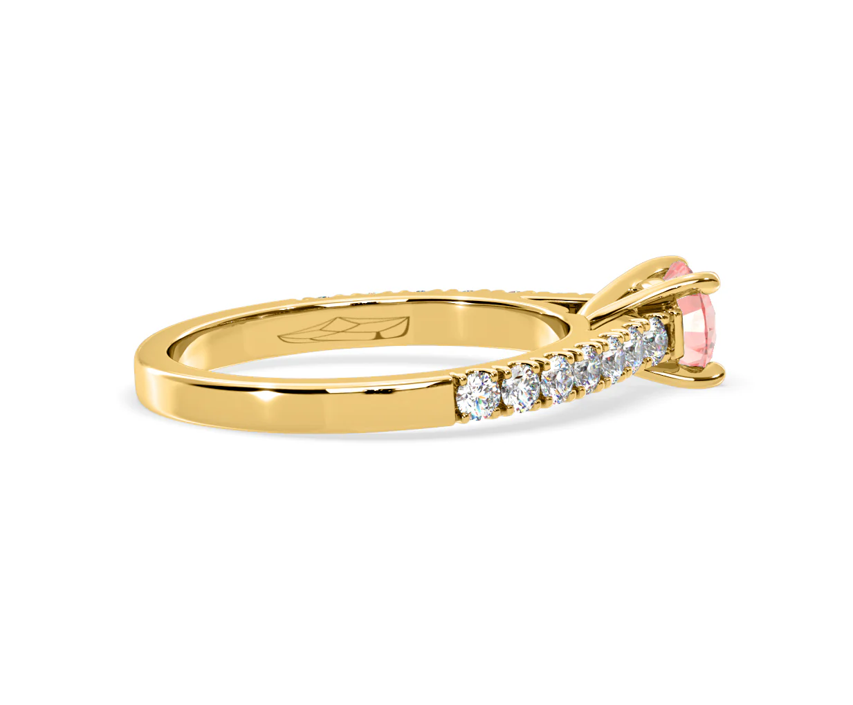 Natalia Pink Lab Diamond 0.91ct Side Stone Ring in 18K Yellow Gold - Elara Collection - Image 63