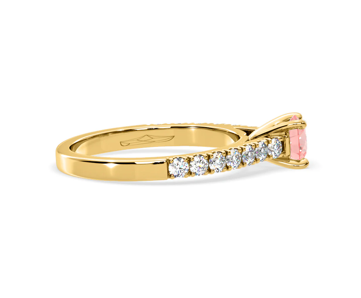 Natalia Pink Lab Diamond 0.91ct Side Stone Ring in 18K Yellow Gold - Elara Collection - Image 66