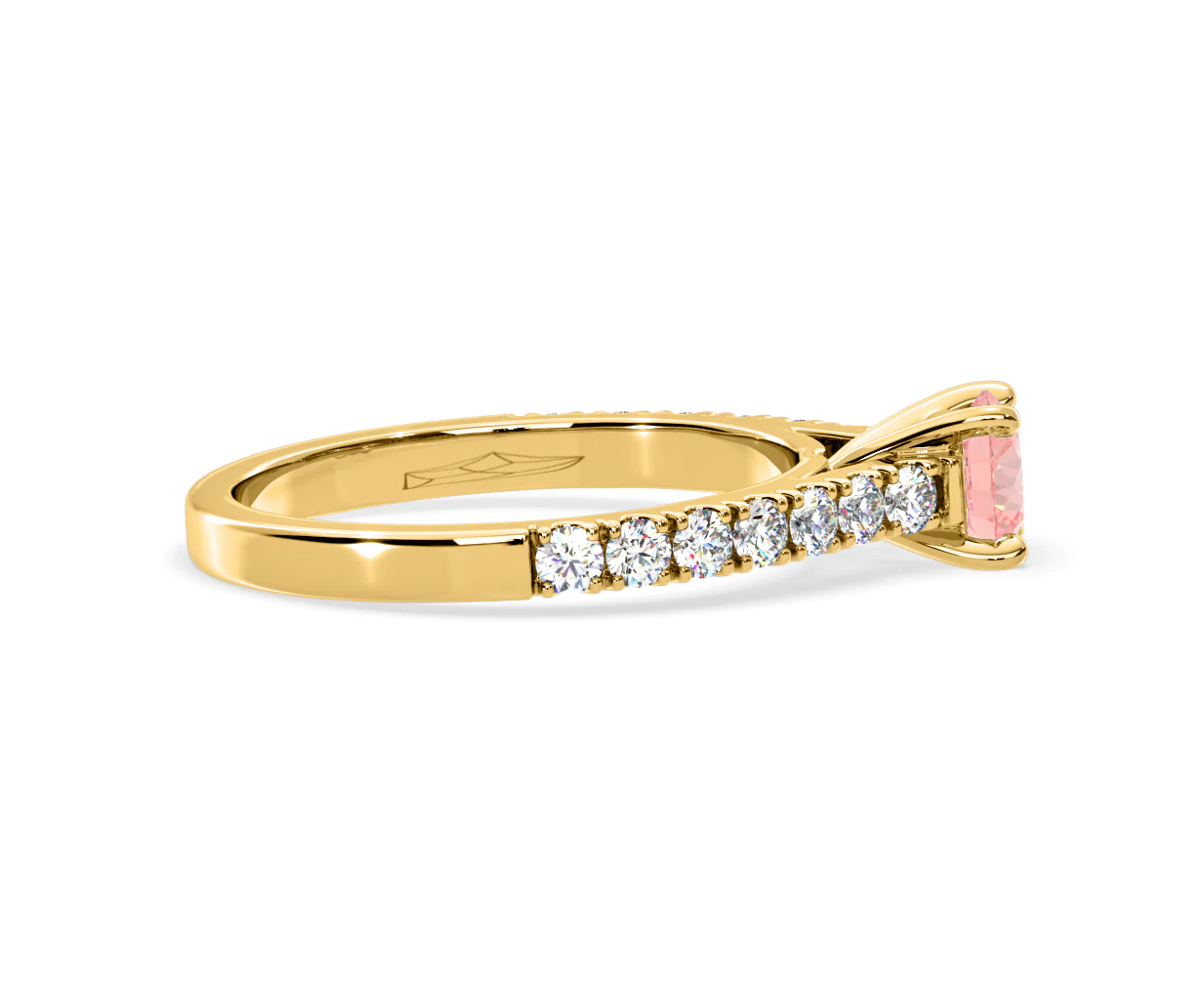 Natalia Pink Lab Diamond 0.91ct Side Stone Ring in 18K Yellow Gold - Elara Collection - Image 67