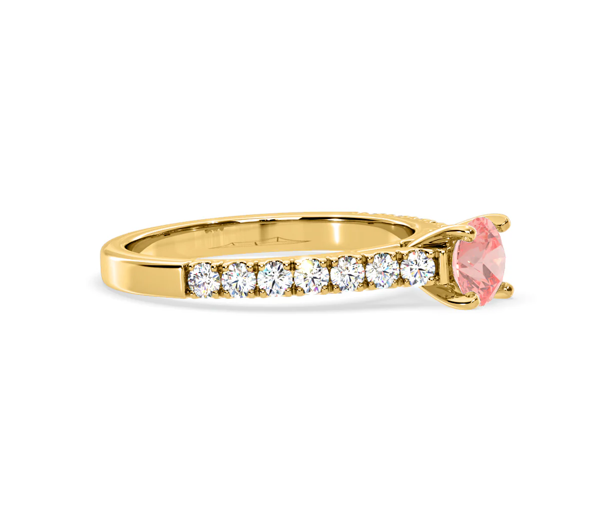 Natalia Pink Lab Diamond 0.91ct Side Stone Ring in 18K Yellow Gold - Elara Collection - Image 74