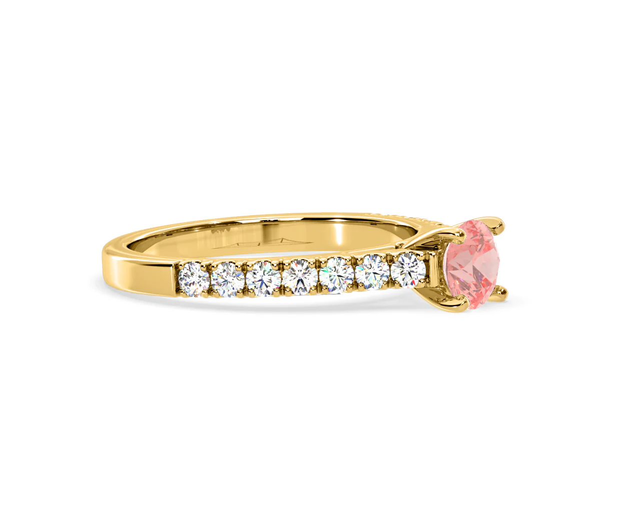 Natalia Pink Lab Diamond 0.91ct Side Stone Ring in 18K Yellow Gold - Elara Collection - Image 75