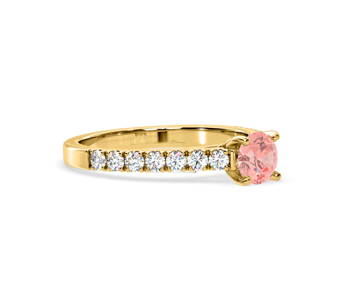 Natalia Pink Lab Diamond 0.91ct Side Stone Ring in 18K Yellow Gold - Elara Collection - Image 78