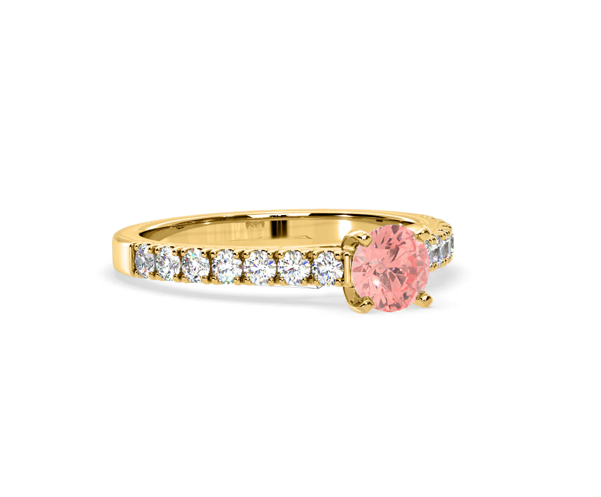 Natalia Pink Lab Diamond 0.91ct Side Stone Ring in 18K Yellow Gold - Elara Collection - Image 81