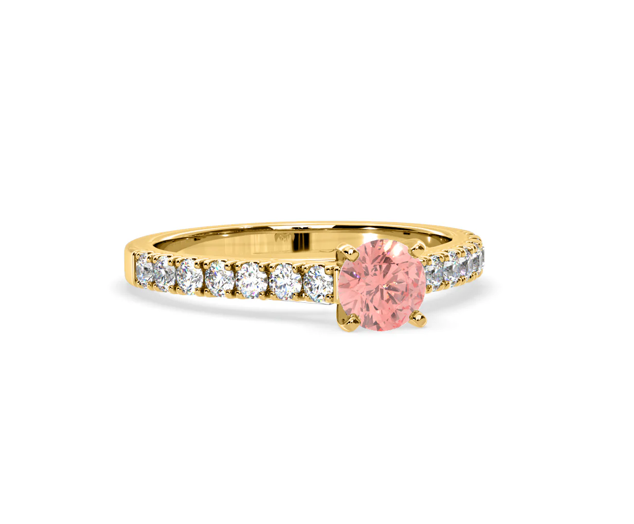 Natalia Pink Lab Diamond 0.91ct Side Stone Ring in 18K Yellow Gold - Elara Collection - Image 83