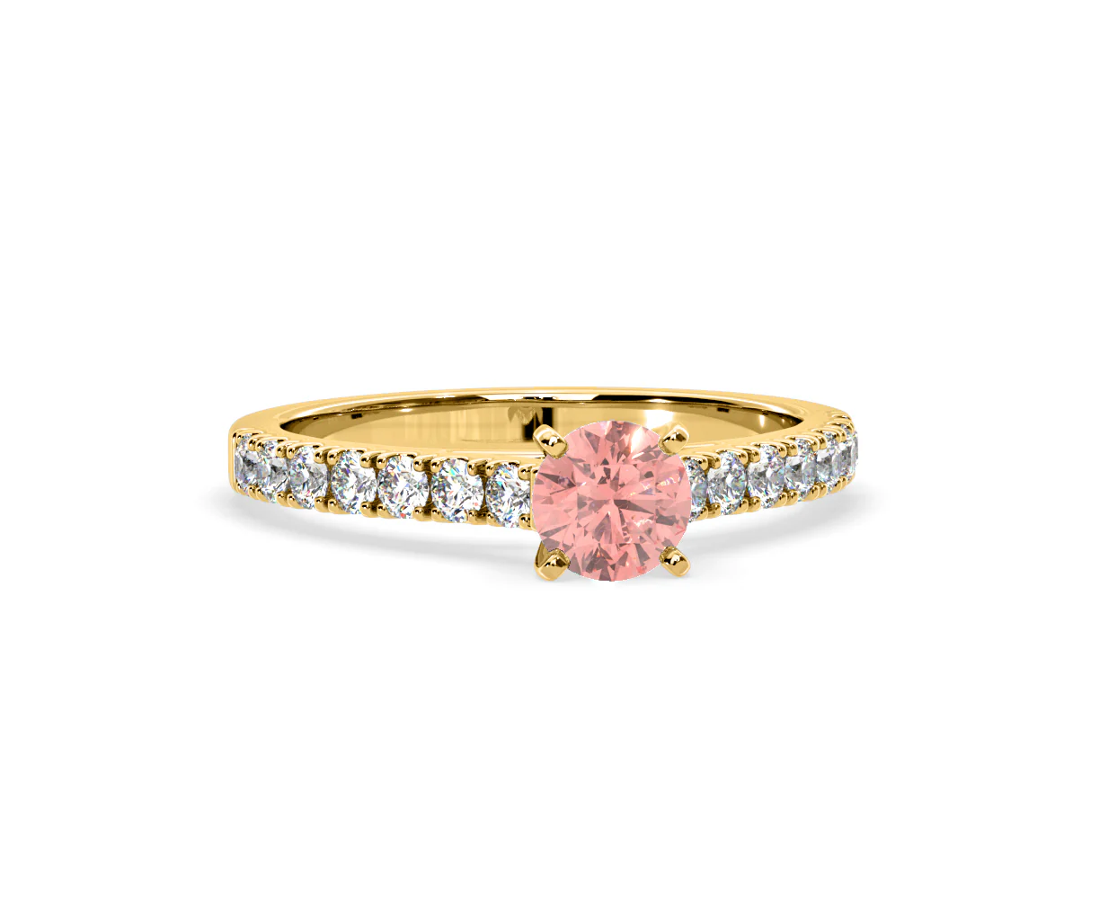 Natalia Pink Lab Diamond 0.91ct Side Stone Ring in 18K Yellow Gold - Elara Collection - Image 85