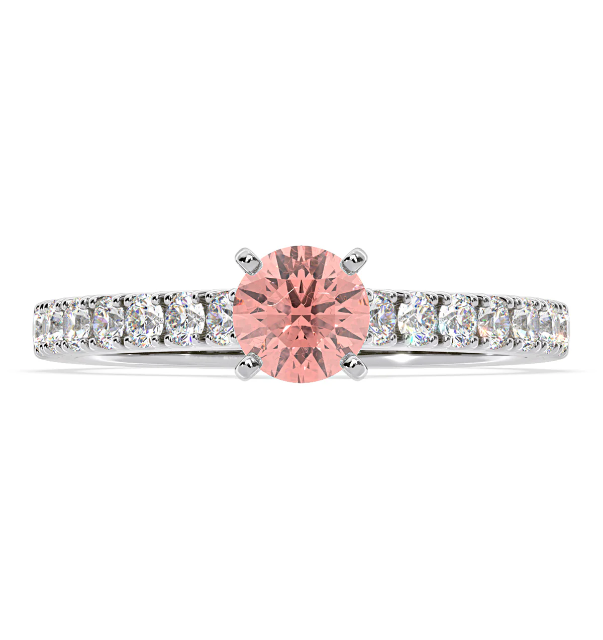 Natalia Pink Lab Diamond 0.91ct Side Stone Ring in Platinum - Elara Collection - Image 3