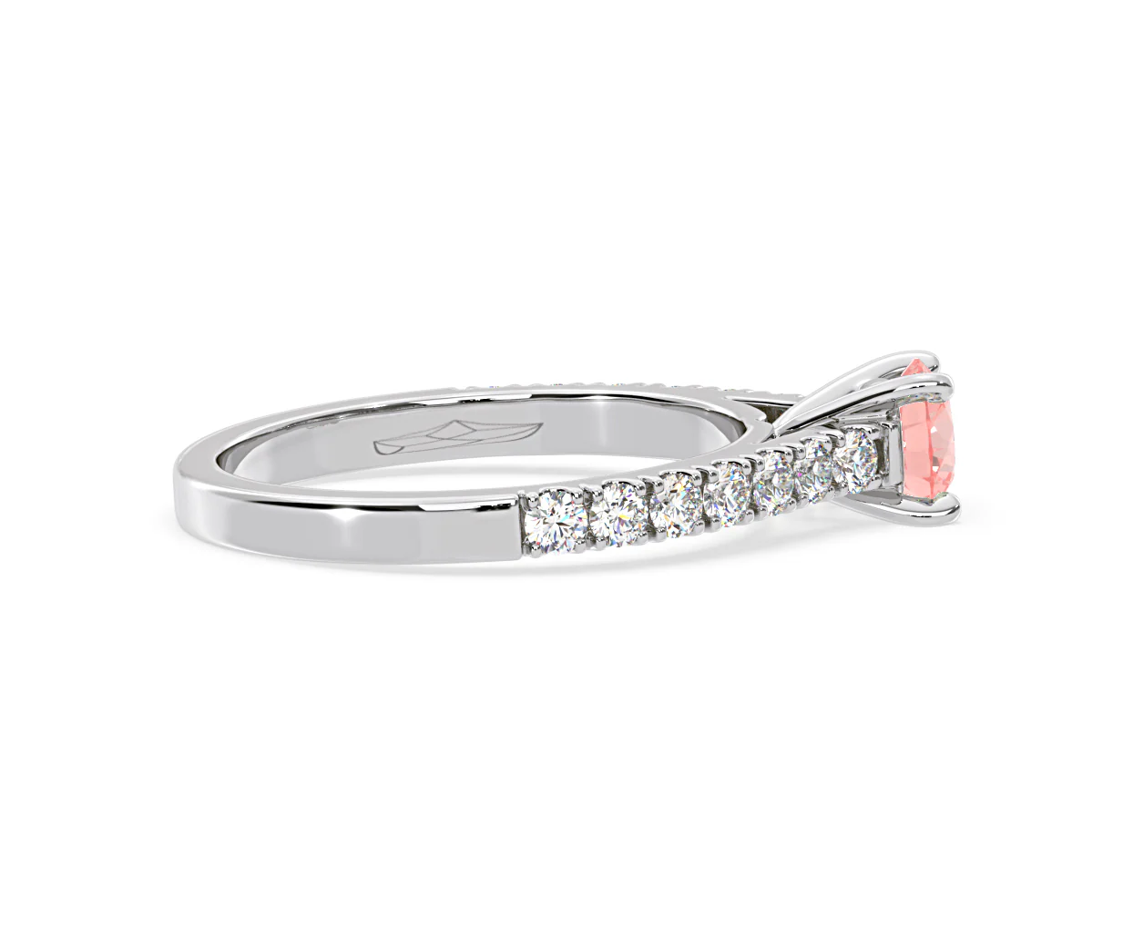 Natalia Pink Lab Diamond 0.91ct Side Stone Ring in Platinum - Elara Collection - Image 65