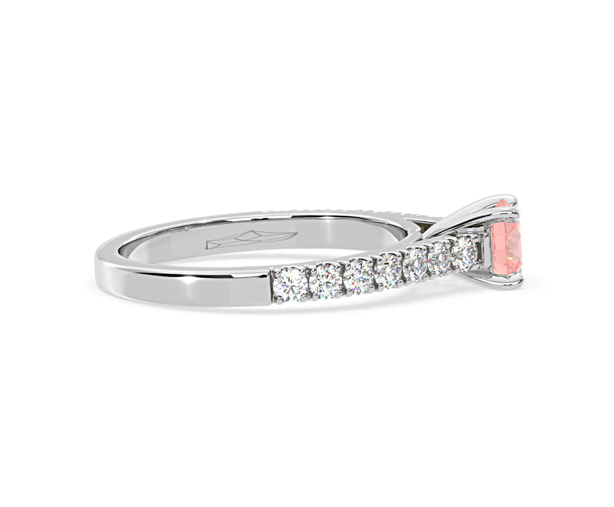 Natalia Pink Lab Diamond 0.91ct Side Stone Ring in Platinum - Elara Collection - Image 66