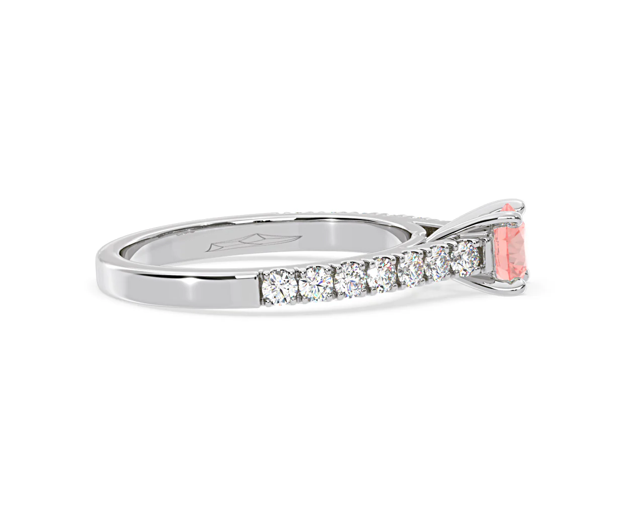 Natalia Pink Lab Diamond 0.91ct Side Stone Ring in Platinum - Elara Collection - Image 67