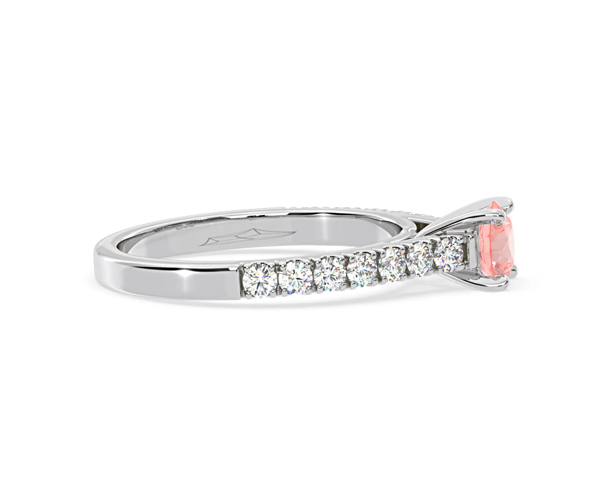 Natalia Pink Lab Diamond 0.91ct Side Stone Ring in Platinum - Elara Collection - Image 68