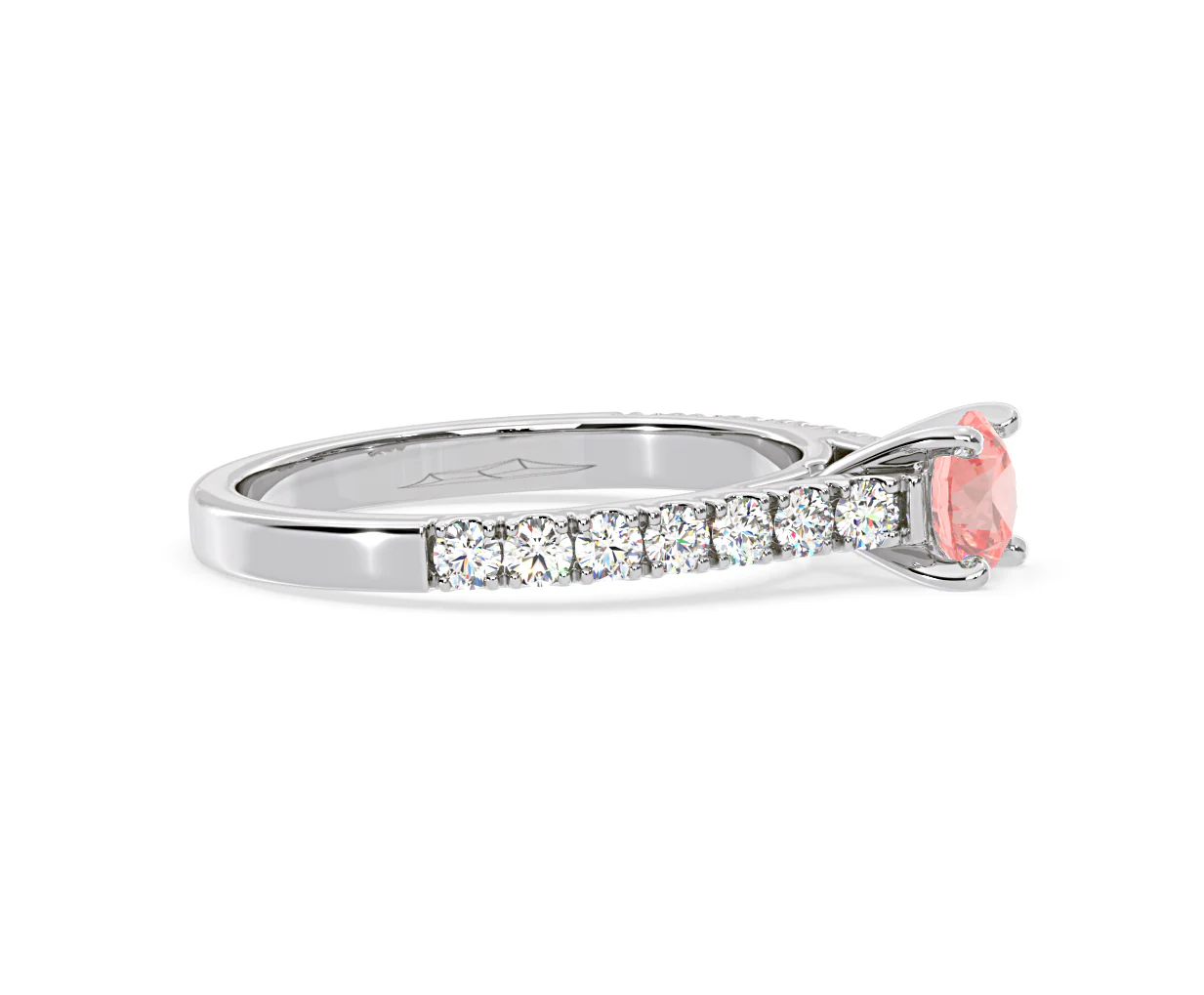 Natalia Pink Lab Diamond 0.91ct Side Stone Ring in Platinum - Elara Collection - Image 70