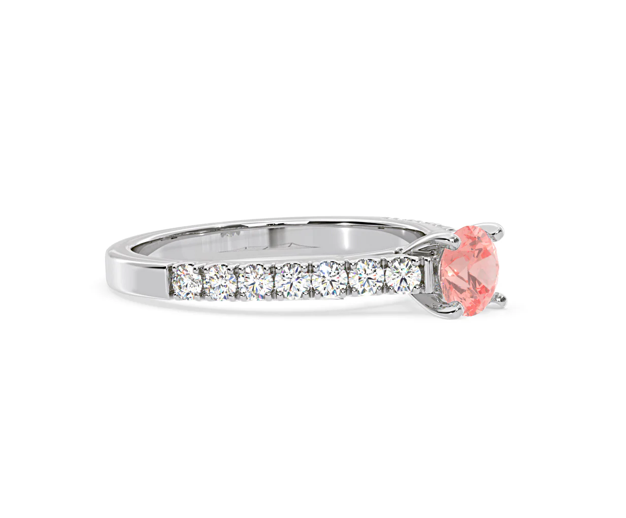 Natalia Pink Lab Diamond 0.91ct Side Stone Ring in Platinum - Elara Collection - Image 75
