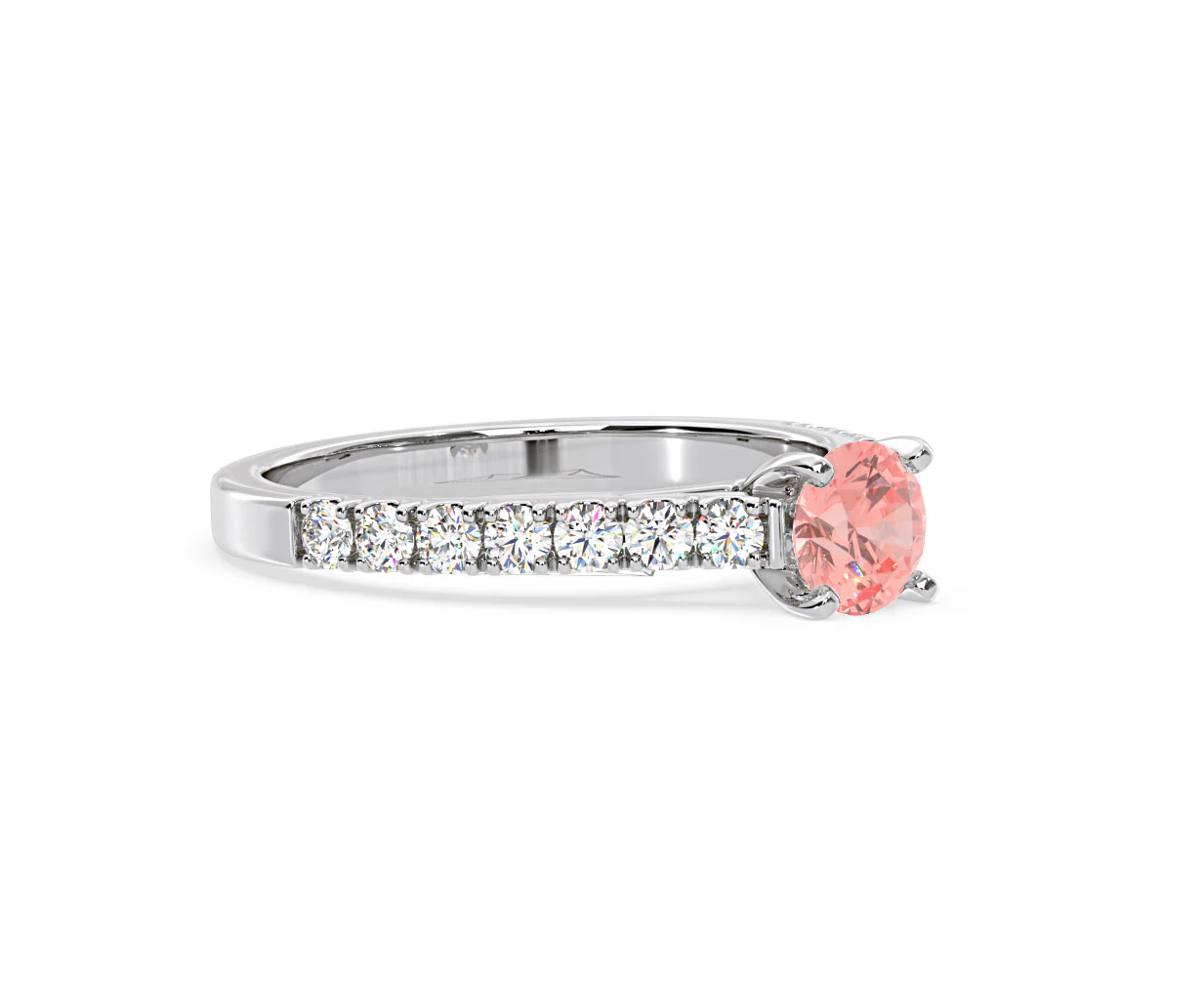 Natalia Pink Lab Diamond 0.91ct Side Stone Ring in Platinum - Elara Collection - Image 77