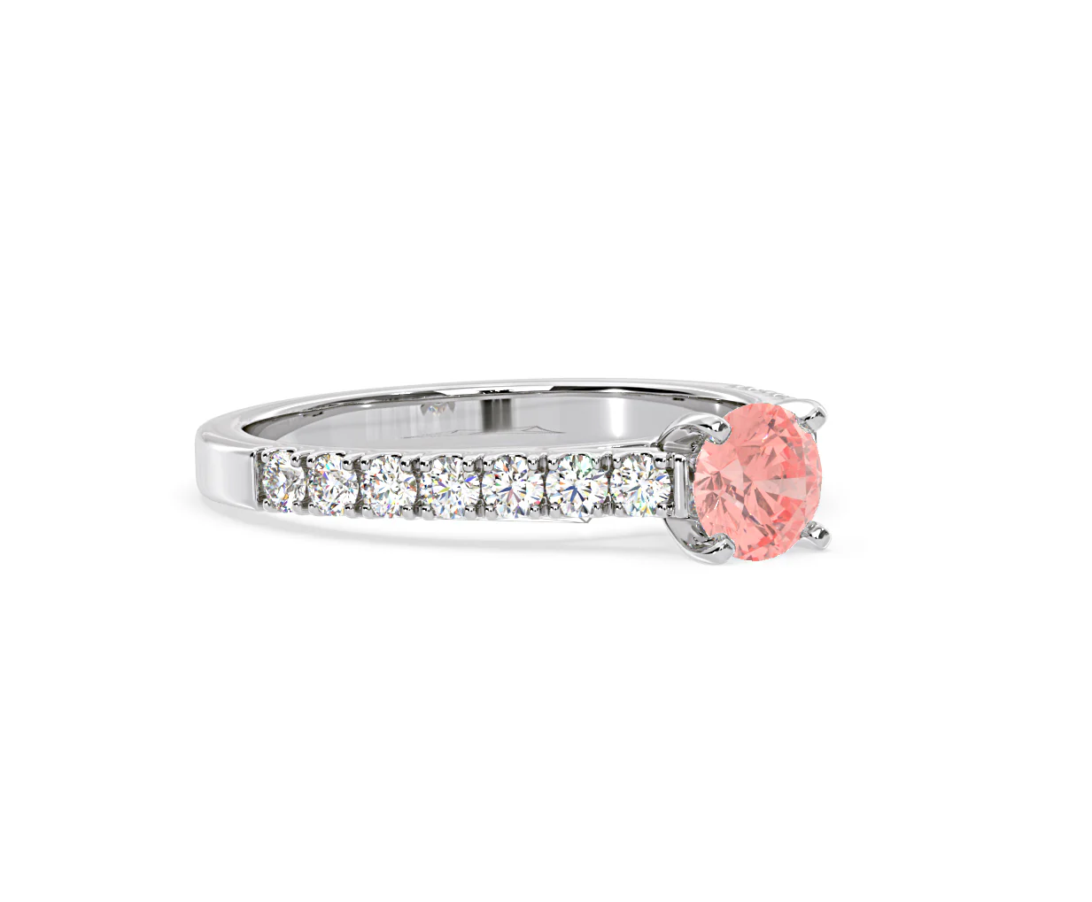 Natalia Pink Lab Diamond 0.91ct Side Stone Ring in Platinum - Elara Collection - Image 78